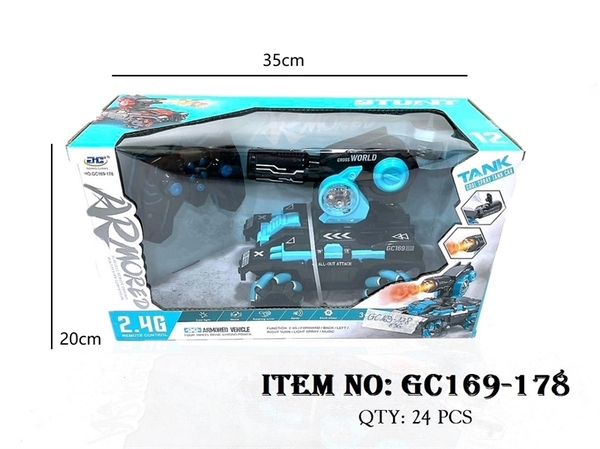 GC169-178 HỘP XE TĂNG ĐIỀU KHIỂN 7 ĐỘNG TÁC PHUN KHÓI, CÓ SẠC, XOAY 360 ĐỘ BÁNH XOẮN