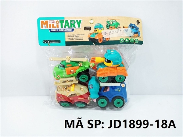 JD1899-18A TÚI XE CAR TRỚN 4C ĐỦ MẪU (TRỰC THĂNG, XE TAXI, TĂNG) + ỐC VÍT (PVC) JD1899-19A Mili Tary