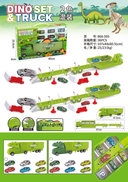 866-505  HỘP XE CONTAINER KHỦNG LONG TRỚN 2 TẦNG CHỞ 6C XE HƠI BIẾN HÌNH ĐƯỜNG ĐUA XE + BIỂN BÁO