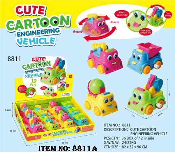 8811A  HỘP XE CAR CÔNG TRÌNH CÓT 12C ĐỦ MẪU (BEN, BỒN, CÀO)