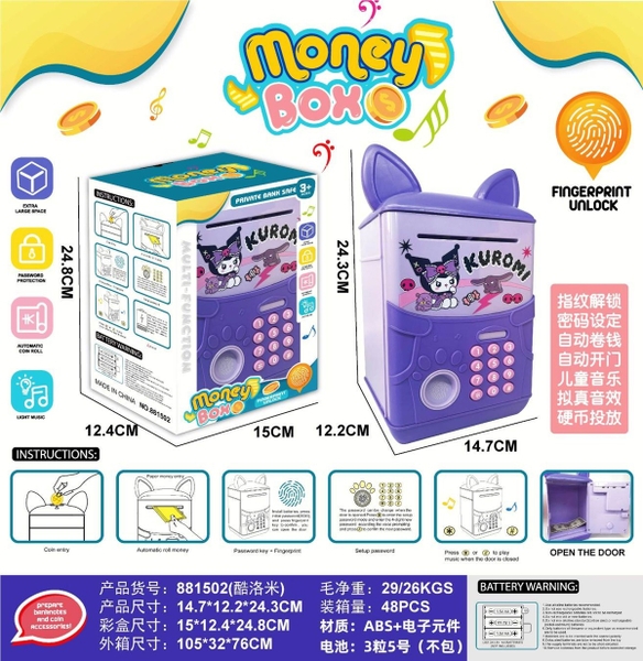 881502  HỘP MÁY RÚT TIỀN ATM SANRIO PIN, VÂN TAY