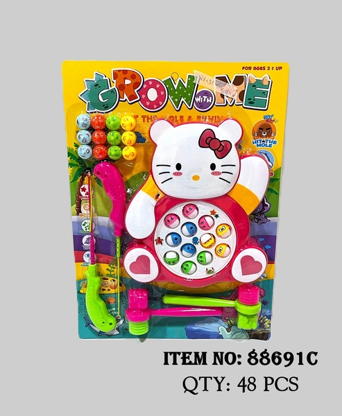 88691C  VỈ CÂU CÁ PIN MÈO HỒNG 12C + ĐẬP CHUỘT + 2C BÚA ĐẬP