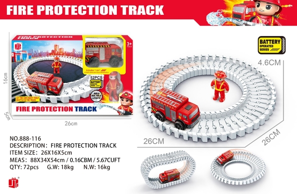 888-116  HỘP ĐƯỜNG RAY XE CỨU HỎA PIN + 1T LÍNH CỨU HỎA