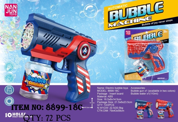 8899-18C  VỈ CÂY PHUN XÀ BÔNG PIN NHỆN, ĐỘI TRƯỞNG MỸ 10 TIA