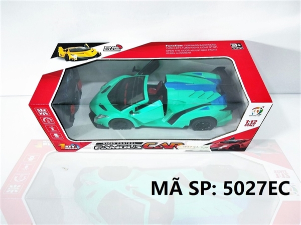 5027EC HỘP XE HƠI LAMBORGHINI MUI TRẦN, MỞ CỬA ĐK 7 Đ.TÁC, CÓ SẠC, VÔ LĂNG NỬA TL 1:12 (XANH) Famous Car 5009E, 7017E, 7018E, 7020E, 7021E