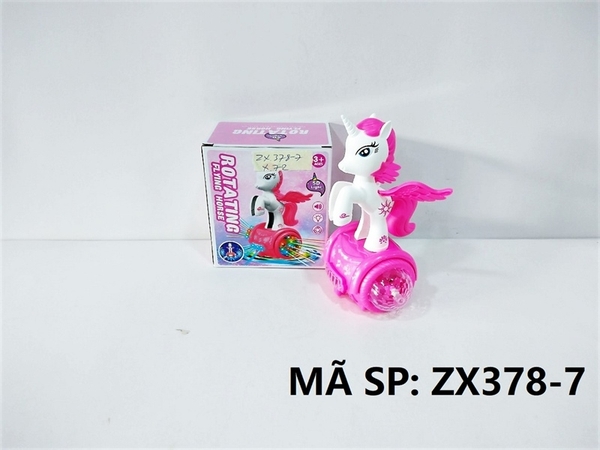 ZX378-7 HỘP NGỰA PONY PIN THĂNG BẰNG CHÂU XOAY ĐÈN 5D Rotating Flying Horse