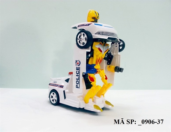 _0906-37 HỘP XE HƠI CẢNH SÁT PIN NHẠC ĐÈN BIẾN HÌNH ROBO 2 IN 1