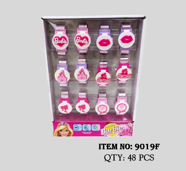 9019F  HỘP 12C ĐỒNG HỒ PIN ĐỦ MẪU (BARBIE, LÂU ĐÀI)