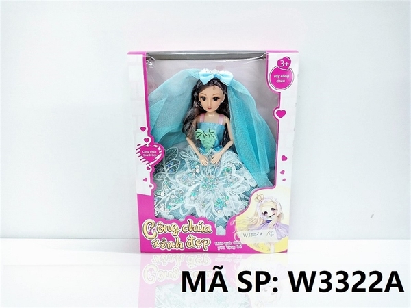 W3322A HỘP BABY 1C CÔ DÂU KHỚP, MẮT THỦY TINH Công chúa xinh đẹp