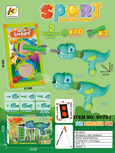 907D1  HỘP CÂY THỤT BANH KHỦNG LONG + 10 TRÁI BANH + 3 HÍT + BIA LƯỚI