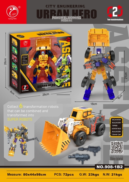 908-1B2  HỘP RÁP ROBO BIẾN HÌNH XE CÔNG TRÌNH XÚC