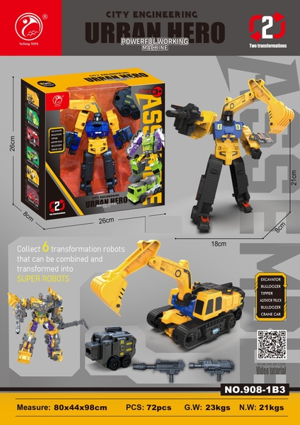 908-1B3  HỘP RÁP ROBO BIẾN HÌNH XE CÔNG TRÌNH CÀO