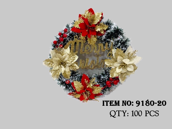 9180-20  VÒNG LÁ TRANG TRÍ NOEL