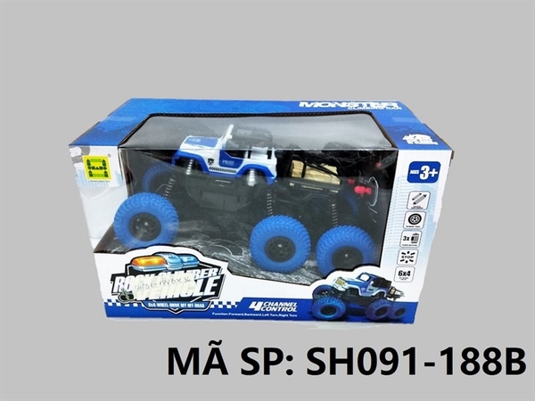 SH091-188B HỘP XE JEEP ĐỊA HÌNH 6 BÁNH ĐIỀU KHIỂN 7 ĐỘNG TÁC, CÓ SẠC, TL 1:16