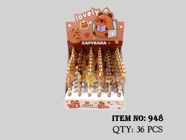 948  HỘP BÚT VIẾT BI BẤM MÀU TÍM CAPYBARA 48C 0.5mm