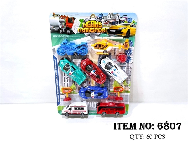 6807 VỈ XE TRỚN 8C ĐỦ MẪU (TRỰC THĂNG, BUS, CẢNH SÁT, MOTO)