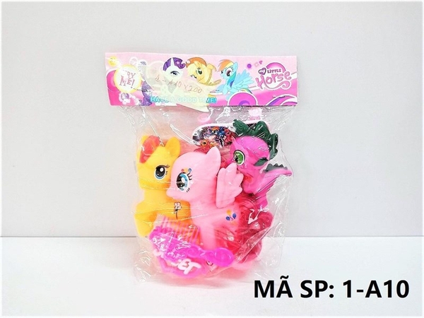 1-A10 TÚI NGỰA PONY 3C + LƯỢC + CÀI TÓC TIM + VÁN TRƯỢT (PVC)