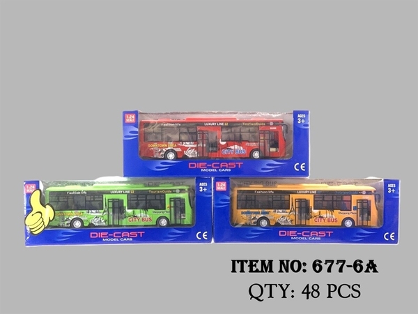 677-6A HỘP XE BUS SẮT MÔ HÌNH TRỚN PIN NÚT NHẠC ĐÈN