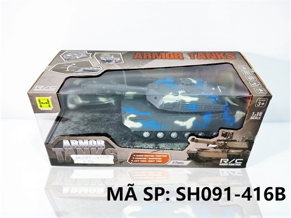 SH091-416B HỘP XE TĂNG ĐIỀU KHIỂN 7 ĐỘNG TÁC, CÓ SẠC, NHẠC ĐÈN, XOAY NÒNG 360 ĐỘ, TL 1:18 SH091-415, SH091-416