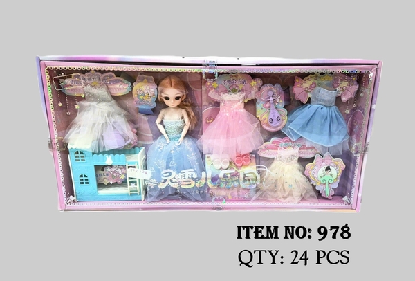 978  HỘP BABY 1C KHỚP, MẮT THỦY TINH + 4 ÁO + GIÀY + GIƯỜNG TẦNG