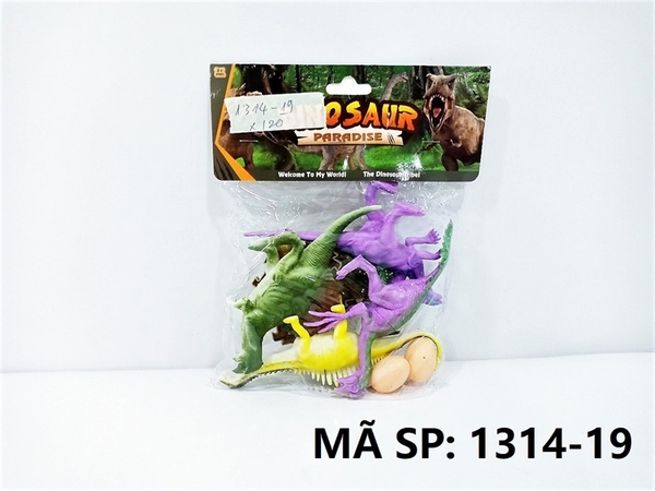 1314-19 TÚI THÚ KHỦNG LONG 4C + 2 TRỨNG, CÂY (PVC)