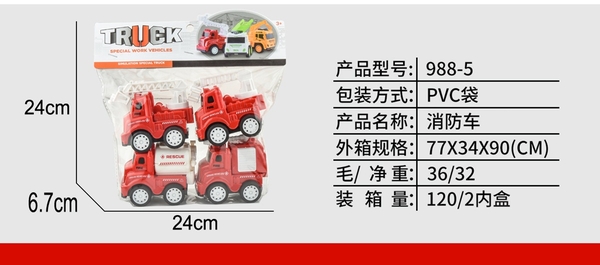 988-5  TÚI XE CÔNG TRÌNH CỨU HỎA TRỚN 4C ĐỦ MẪU (NÂNG, BỒN)