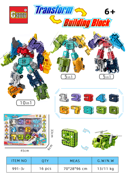 991-3  HỘP RÁP ROBO BIẾN HÌNH SỐ HỌC ĐỦ MẪU