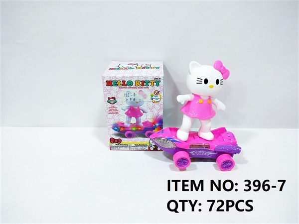 396-7 HỘP MÈO KITTY TRƯỢT VÁN THĂNG BẰNG PIN NHẠC ĐÈN