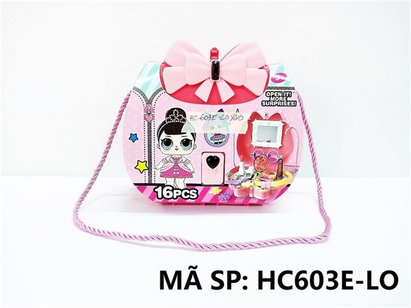 HC603E-LO HỘP VALI TÚI XÁCH TRANG ĐIỂM 16 MIẾNG BÉ L.O.L
