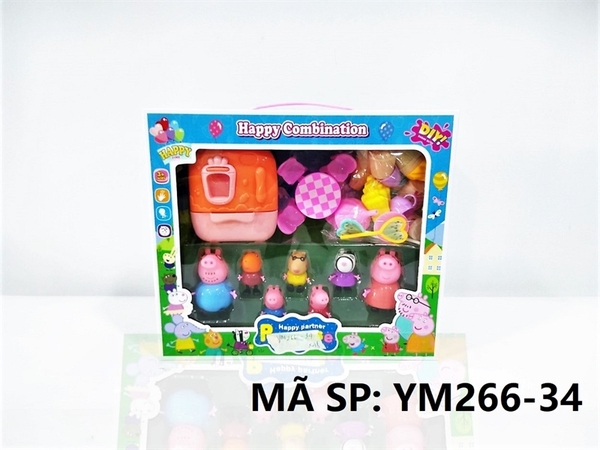YM266-34 HỘP NHÀ HEO HỒNG 7C (4C HEO, 3C CHUỘT) + TỦ LẠNH, BÀN GHẾ, KEM, KẸO YM66A7-, YM66A9