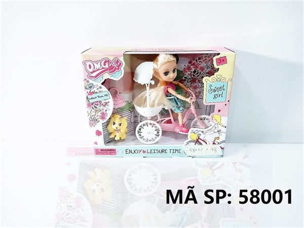 58001 HỘP BABY 1C KHỚP + 1C XE ĐẠP 3 BÁNH CHỞ THÚ CƯNG (CHÓ) Enjoy Leisure Time 58002