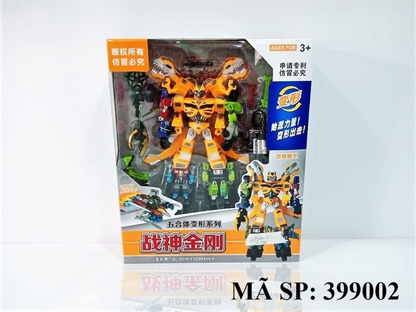 399002 HỘP RÁP ROBO BIẾN HÌNH XE CT, KHỦNG LONG 5 IN 1