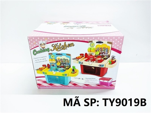 TY9019B HỘP KỆ BẾP PIN NHẠC ĐÈN 37 MÓN Cooking Kitchen (XANH)