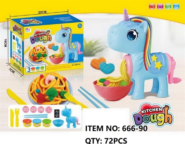 666-90 HỘP ĐẤT SÉT LÀM MÌ + MÁY ÉP LÀM MÌ NGỰA PONY + 3 HŨ 666-91