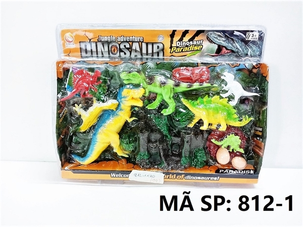 812-1 VỈ ÉP THÚ KHỦNG LONG 7C (1 LỚN, 2 VỪA, 4 NHỎ), Ổ TRỨNG, CÂY, LÂU ĐÀI ĐÁ