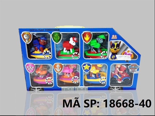 18668-40 HỘP CHÓ CỨU HỘ TRƯỢT TÀU 6C + XE MOTO + 2 NGƯỜI