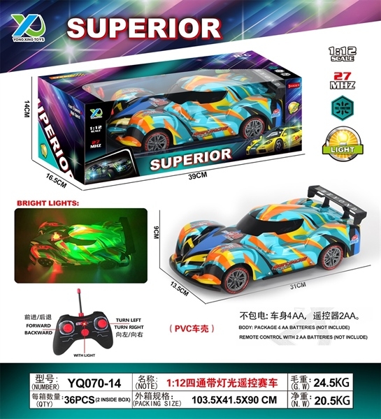 YQ070-14 HỘP XE ĐUA ĐIỀU KHIỂN 7 ĐỘNG TÁC, KHÔNG SẠC, TL 1:12 Superior