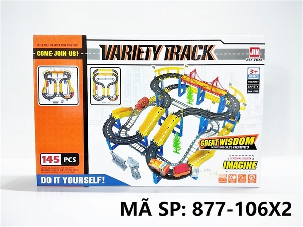 877-106X2 HỘP ĐƯỜNG RAY CẦU VỒNG XE LỬA PIN 145 MIẾNG