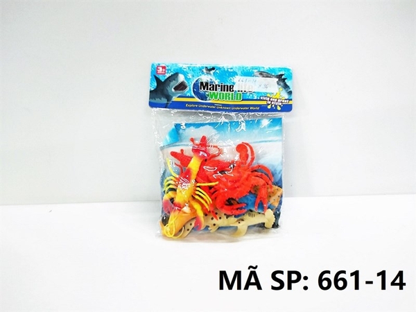 661-14 TÚI THÚ BIỂN 10C (TÔM, CUA, CÁ MẬP, CÁ HEO, HẢI MÃ) (PVC)