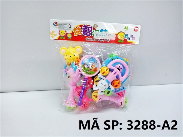 3288-A2 TÚI LẮC TREO NÔI 8 MÓN (THỎ, CHUỘT, CHÓ) (PVC)