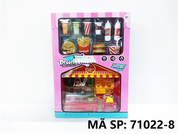 71022-8 HỘP BẾP QUẦY BÁNH MÌ HAMBURGER PIN + NƯỚC ÉP, KHOAI TÂY, BÁNH Dessert House 71022-9D, 71022-8, 71022-9