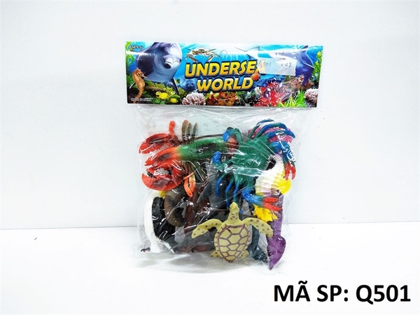 Q501 TÚI THÚ BIỂN 12C (CUA, TÔM, MỰC, CÁ MẬP, HẢI CẨU, RÙA, CÁ NGỰA, CÁ HEO, CA ĐUỐI, CHIM CÁNH CỤT, CÁ VOI, HẢI LY) (Underse World) (PVC)