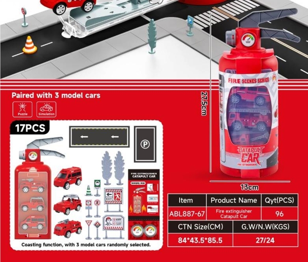 ABL887-67  HỘP BÌNH CHỮA CHÁY CHỞ 3C XE CỨU HỎA + BIỂN BÁO