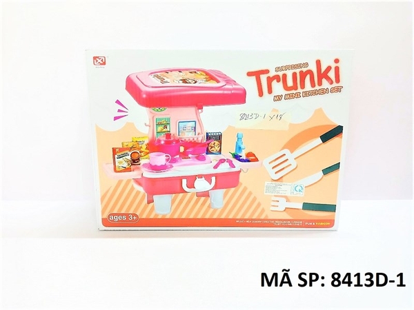 8413D-1 HỘP VALI BẾP PIN GAS ĐÔI, 1 NỒI, 1 CHẢO, 1 LY, RAU CỦ + TÚI THỰC PHẨM (TRUNKI)