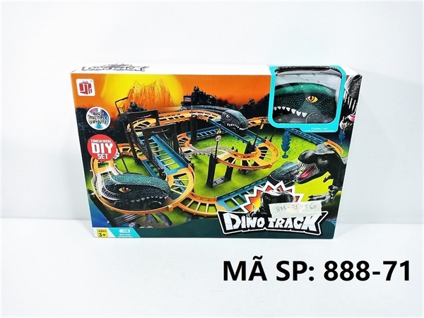888-71 HỘP ĐƯỜNG RAY XE ĐẦU KHỦNG LONG PIN 49 MIẾNG Dino Track