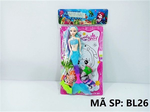 BL26 TÚI BABY (BÉ) 1C NGƯỜI CÁ+ 6C BÚT MÀU+ CÁ NGỰA, BẠCH TUỘT, SAO BIỂN, CÂY Animal World