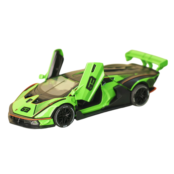 J88K32N-F/TL  HỘP XE HƠI LAMBORGHINI SẮT MÔ HÌNH PIN NÚT NHẠC ĐÈN MỞ CỬA, CỐP