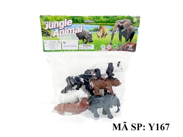 Y167 TÚI THÚ RỪNG 6C (SƯ TỬ, GẤU TRÚC, GẤU TRẮNG, TINH TINH (KHỈ) , GẤU XÁM , VOI) PVC