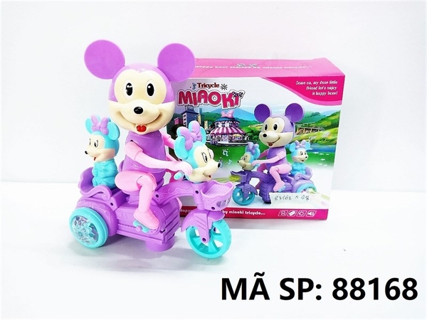 88168 HỘP XE ĐẠP BA BÁNH PIN NHẠC ĐÈN CHUỘT MICKEY Tricycle Miaoki