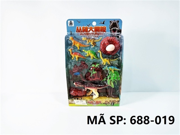 688-019 VĨ HỘP THÚ KHỦNG LONG 7C (1 LỚN, 6 NHỎ) + Ổ TRỨNG + NGƯỜI, CÂY, ĐÁ